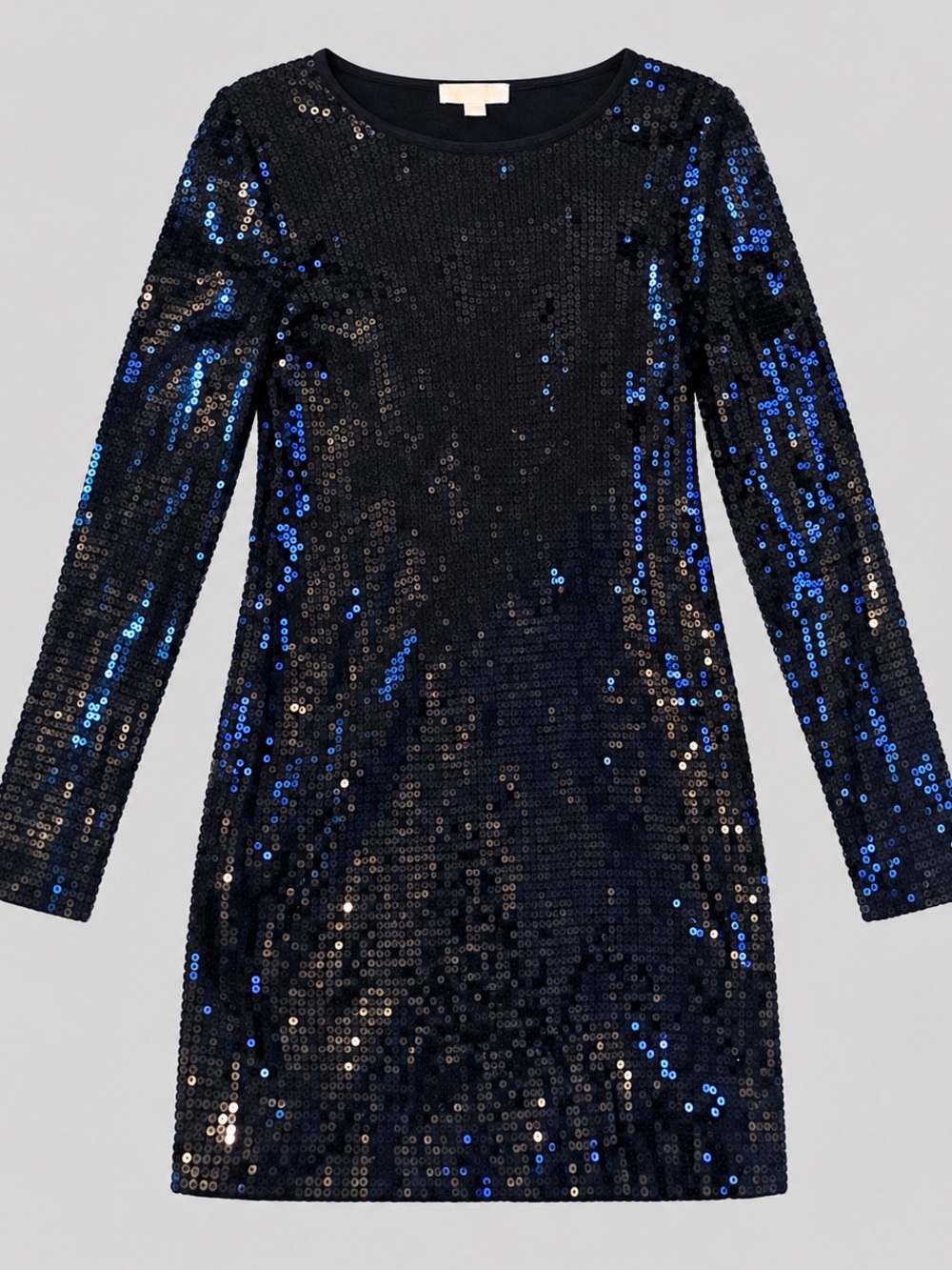 Michael Kors Black Sequin Long-Sleeve Midi Dress